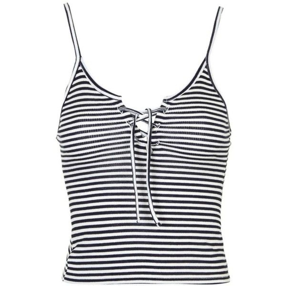 🛍️3/$20🛍️ Top Shop Striped Lace-Up Cami Tank Top